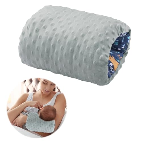 MABOZOO Arm Pillow for Feeding Baby,Flower Print Cozy Cradle Arm Pillow Soft Cotton Bottle Feeding Pillows for Newborn,Double-Sided Available (Dark Blue)
