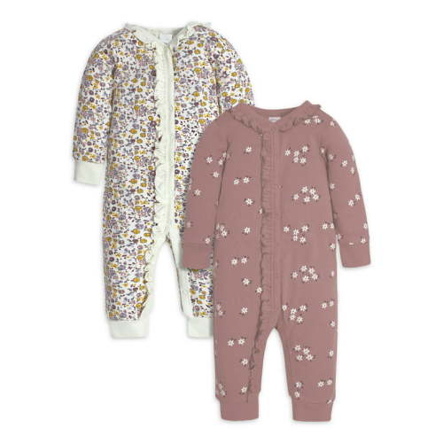Modern Moments by Gerber Baby Girl Coveralls, 2-Pack (Newborn - 12M)