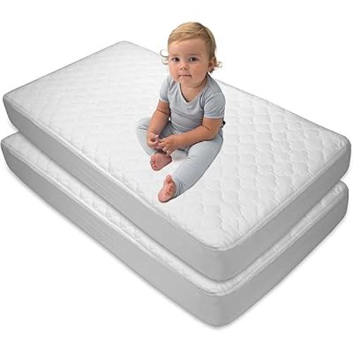 Sealy Baby 2-PACK Fitted Waterproof Infant Crib Mattress Protector Pad and Toddler Bed Cover, Durable and Comfortable Topper, Machine Washable and Dryer Friendly, 52x28”- White