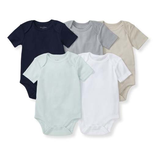 Solid Organic Cotton Short Sleeve Baby Bodysuits 5 Pack - Midnight – Burt's Bees Baby