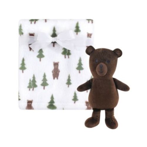 Infant Boy Plush Blanket with Toy, Forest Bear, One Size