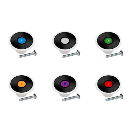 Vintage Retro 45rpm 33rpm Vinyl-look Records LP Album DECORATIVE Glossy Ceramic Cabinet Pulls Dresser Drawer Knobs