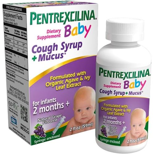 Baby Formula Cough Syrup + Mucus for Infants 2 Months and Over Grape Flavor Organic Agave Ivy Leaf Extract 2 fl oz Bottle