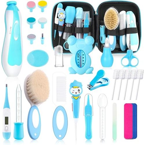 Baby Healthcare and Grooming Kit for Newborn Kids, 38PCS Upgraded Safety Baby Care Kit, Newborn Nursery Health Care Set, Baby Electric Nail Filer Kit, Infant Baby Care Products