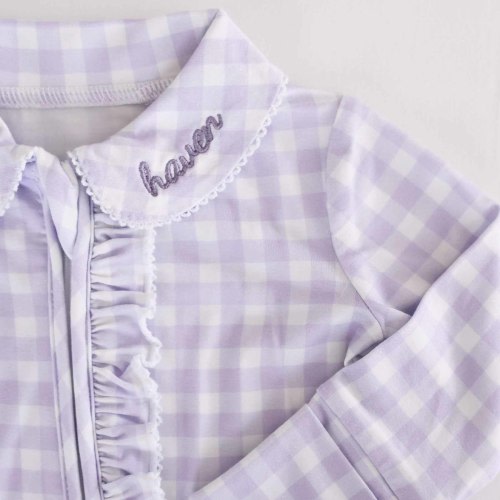 Peter Pan Collar Ruffle Zipper Footie