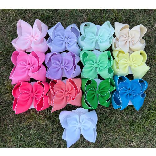 Jumbo Fun Solid Moonstitch Hair Bows (7in)