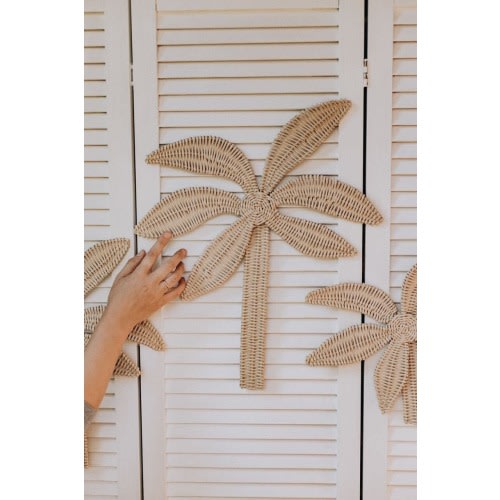 Children's wall decor - a palm tree, Palm leaf set of 3, Large tropical set of three palms, Wicker wall palms, Nursery wall decor,