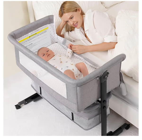 Amazon.com: Baby Bassinet, 3 in 1 Bedside Bassinets for Baby, Bassinet Bedside Sleeper with Wheels, Adjustable Height with Rocking Mode, Breathable Mesh, Storage Basket, Easy Assemble & Folding (Dark Gray) : Baby