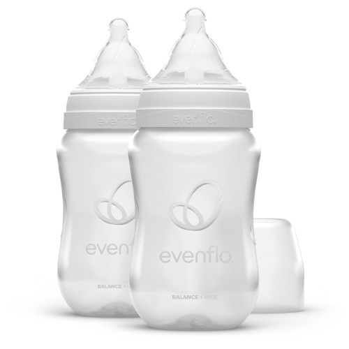 Evenflo Balance Wide Baby Bottles, Platinum White Color 9oz 2 Count