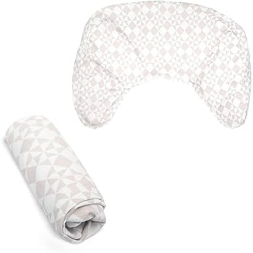 Boppy Nursing Pillow Cover, Beige Graph Checker, Single Cover, Easy-On Slipcover with Gentle 100% Organic Cotton Fabric for The Redesigned Nursing Pillow