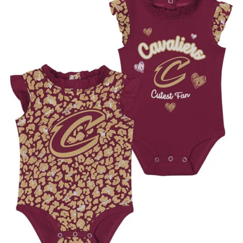 Cleveland Cavaliers Baby MAROON Happy Hearts One Piece Set - 133425958