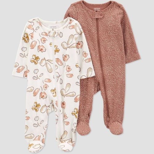 Carter's Just One You® Baby Girls' 2pk Printed Sleep N' Play - Brown/white 3m