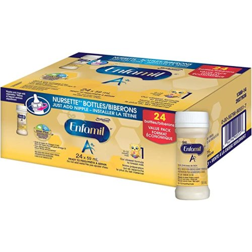 Enfamil A+, Baby Formula, Ready to Feed Nursettes, DHA (a type of Omega-3 fat) to help support brain development, Age 0-12 months, 59ml x 24 count