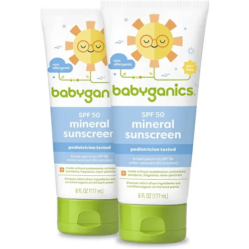 Babyganics SPF 50 Baby Sunscreen Lotion UVA UVB Protection | Water Resistant |Non Allergenic, 6 Fl Oz (Pack of 2)