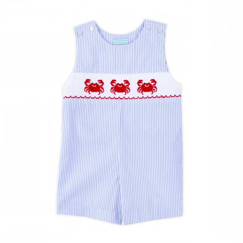 Crab Treasures Smocked Blue Jon Jon