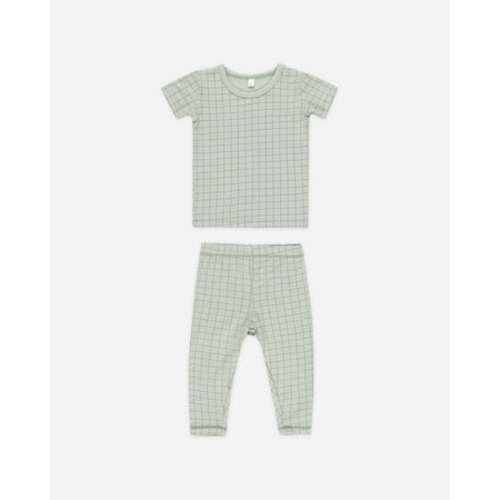 Bamboo Short Sleeve Pajama Set || Sage Grid