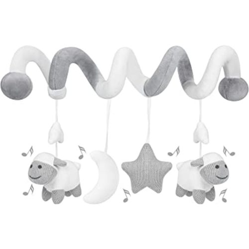 Promise Babe Hanging Car Seat Toys, Infant Stroller Toys for Car Seat Stroller Mobile Crib Bar with Bell, Baby Activity Spiral Plush Toys Best Gift for Boys and Girls, Spiral Activity Toy