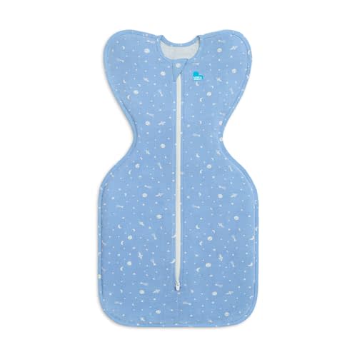 Love to Dream Swaddle UP, Silky-Lux 1.0 TOG, Super Soft, Luxurious 100% Viscose from Bamboo, Allow Baby to Sleep in Their Preferred Arms Up Position, Snug Fit Calms Moro Reflex, 13-19 lbs, Blue