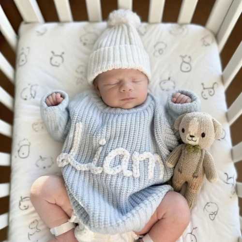 Personalized Baby Boy Sweater,Knit Sweater with Name for Baby,Newborn Sweater Baby Boy,Embroidered Baby Name Sweater,Halloween Baby Gift