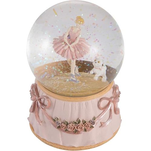 Ballerina Snow Globe for Mother's Day and Birthday, Rotating and Mechanical Real Glass Snowglobe Gift for Adult Women, Wife, Daughter and Granddaughter, with Music Greensleeves, Gift Box Packed