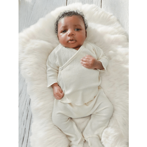 Organic Waffle Kimono & Pant Set, Snow