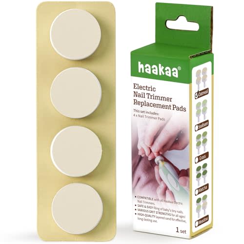 haakaa Electric Nail Trimmer Replacement Pads Baby Nail Trimmer Heads Compatible with All haakaa Nail Trimmers, Suitable for 0-3 Months, Oatmeal