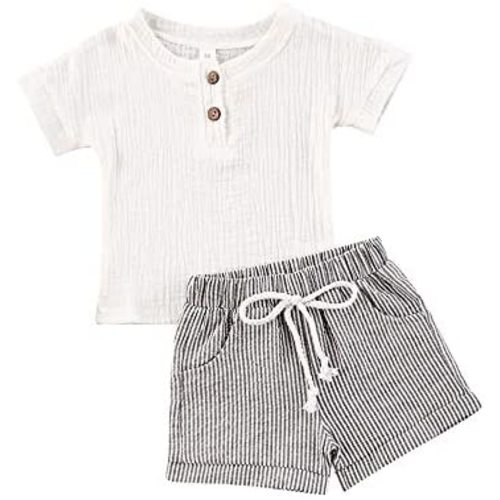 fhutpw Baby Boys 2Pcs Summer Outfits Short Sleeve T-Shirt Tops Elastic Waistband Shorts Set Toddler Clothes