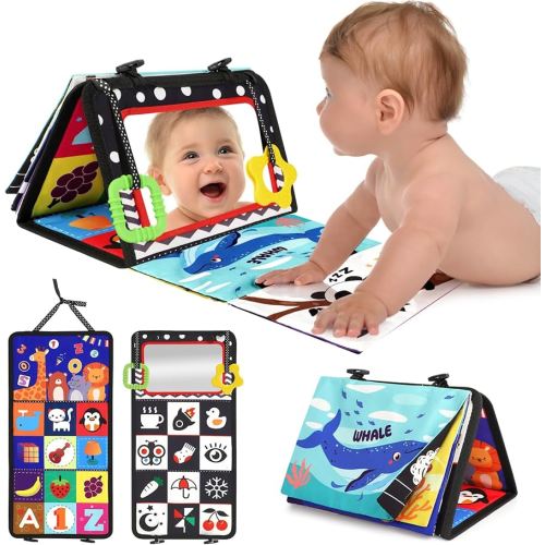 Amazon.com: URMYWO Tummy Time Toy - Black and White High Contrast Baby Toys for Newborn - Baby Visual Stimulation Mirror - Montessori Sensory Crinkle Toy for Infant 0-3-6-12 Months - Shower Gift for Boy Girl : Toys & Games