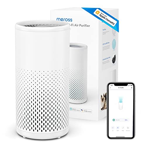 meross Smart WiFi Air Purifier for Home Supports Apple HomeKit, Alexa, Google Home and SmartThings, H13 True HEPA Filter 24dB Quiet Air Purifier, Pets, Smoke, Dust, Pollen, 2.4G Only