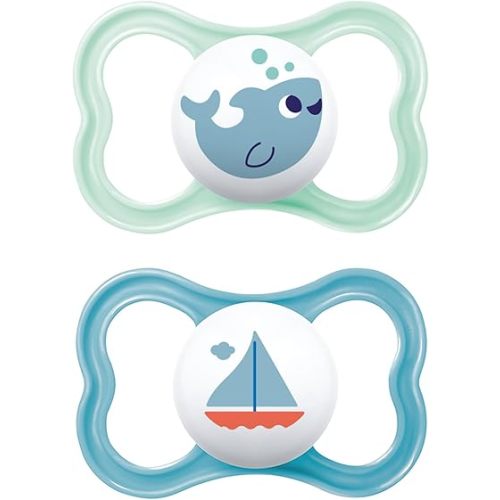 MAM Air Pacifiers (2 Pack), MAM Sensitive Skin Pacifier 6+ Months, Best Pacifier for Breastfed Babies, Baby Boy Pacifiers, 6-16 (Pack of 2)
