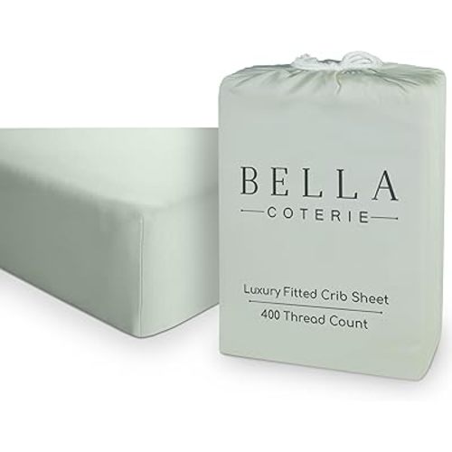 Bella Coterie Luxury Bamboo Crib Sheet | Organically Grown | Ultra Soft | Cooling for Better Sleep | Deep Pocket Fitted Sheet for Crib & Toddler Mattress | Viscose Made from Bamboo [Sea Glass]