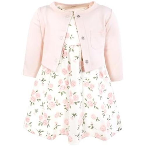 Hudson Baby Infant and Toddler Girls Cotton Dress and Cardigan Set