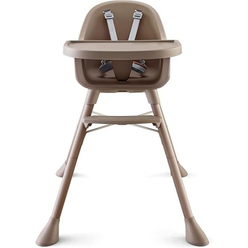 HARPPA 2 in 1 Baby High Chair for Babies and Toddlers, Convertible High Chairs with Removable Double Tray, Waterproof PU Seat Cushion, Anti-Slip Footrest and 5-Point Harness for 6–36 Months, Beige