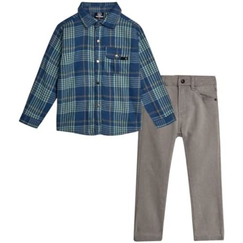 Volcom Toddler Infant Boys Pants Set - 2 Piece Brushed Flannel Shirt and Slim Fit Woven Denim for Little Boys (Sizes: 12M-7)
