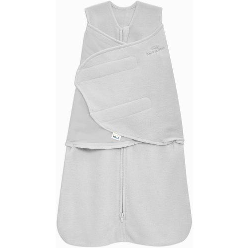 HALO Micro Fleece Sleepsack Swaddle, 3-Way Adjustable Wearable Blanket, TOG 3.0, Grey, Small, 3-6 Months