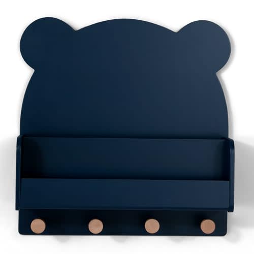 babyGap by Delta Children Brannan Bear Wall Shelf with 4 Hooks, Navy