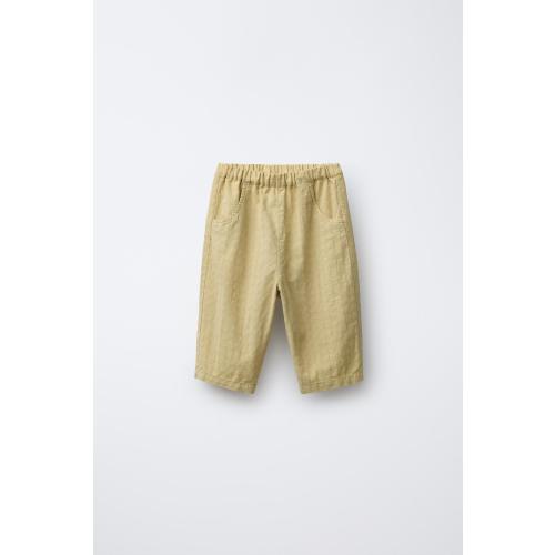 EMBROIDERED STRAIGHT LEG PANTS - Olive green | ZARA United States