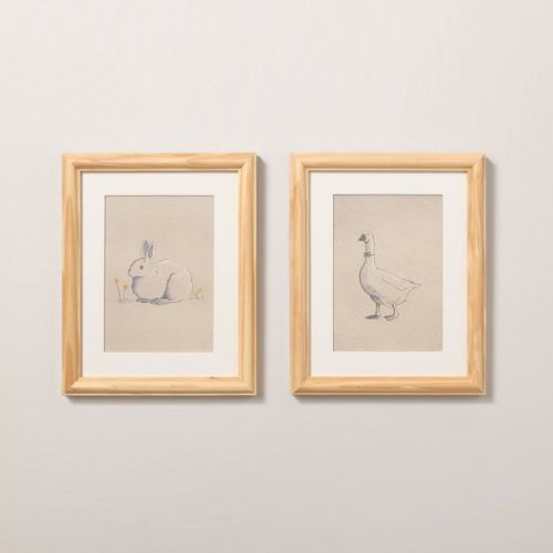 8"x10" Bunny And Duck Sketch Framed Wall Art (set Of 2) - Hearth & Hand™ With Magnolia