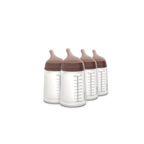 Suavinex Zero Zero Anti Colic Baby Bottle, No 1 Spanish Baby Bottle Brand, Minimizes Bottle Rejection & Nipple Confusion, Perfect for Breastfeeding Babies, Medium Flow, 4 Pk 9 oz, Deep