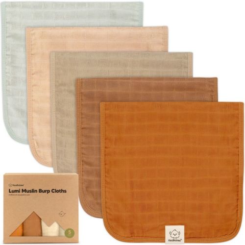 5pk Lumi Muslin Burp Cloths for Baby Boys, Girls, Organic Baby Burp Cloths, Burping Cloths for Babies