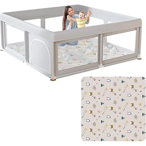 Baby Playpen with Mat Small Playpen for Babies and Toddlers 50 x 50 inch Baby Fence Playards