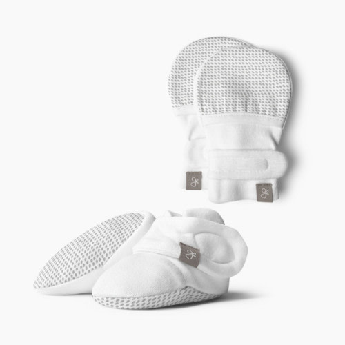 Goumi Kids Stay on Baby Mitts + Boots Bundle - Drops Gray, 0-3 M