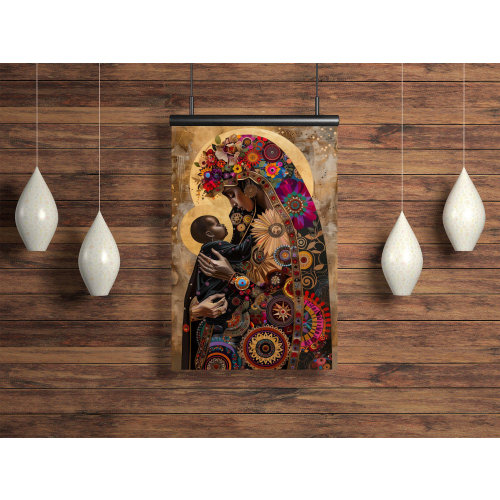 Black Madonna and Child Art Print | Modern Religious Wall Art | African Virgin Mary Decor | Sacred Mother Child | Black Madonna Print