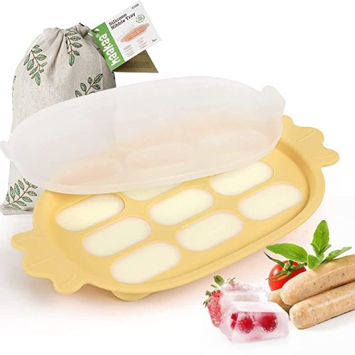 Haakaa Baby Popsicle Mold - Baby Food Maker & Breastmilk Teething Freezer Tray - BPA Free Silicone-Yellow - Banana