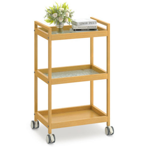 Amgo Bamboo 3-Tier Shelf with Wheel– Mobile Kitchen and Storage Organizer | Wayfair