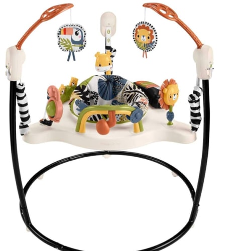 Fisher-Price Baby Bouncer Palm Paradise Jumperoo Activity Center with Music Lights Sounds and Developmental Toys​
