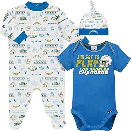 Gerber NFL Baby Boys' 3-Piece Bodysuit, Sleep 'n Play, & Cap Set