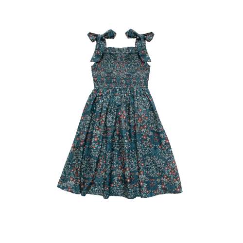Mini Rayna Dress in Teal Ribboned Garden