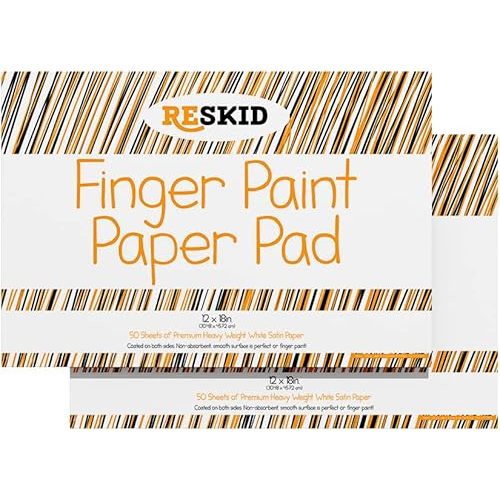 Reskid Large Finger Paint Paper Pad (12 x 18 inches) - 50 Sheets, 2-Pack - Kids Art Supplies, Fingerpaint Paper for Toddlers and Kids, Paint Pad for Kids, Kids Art Paper (12x18 (2PACK))