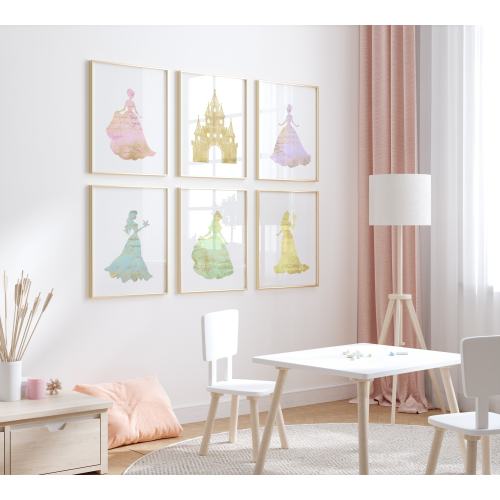 Princess nursery decor - Pastel nursery decor - Princess wall art - Princess bedroom decor -princess playroom decor - princess gift